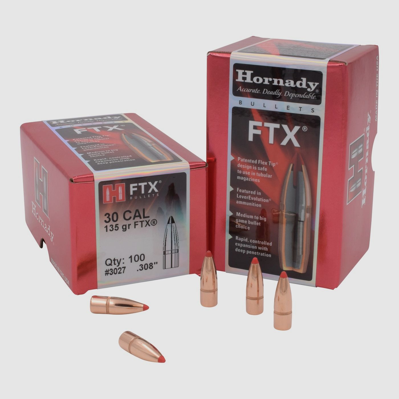 Hornady FTX RIFLE BULLETS .30/.308 135GR FTX – 100 Stk.