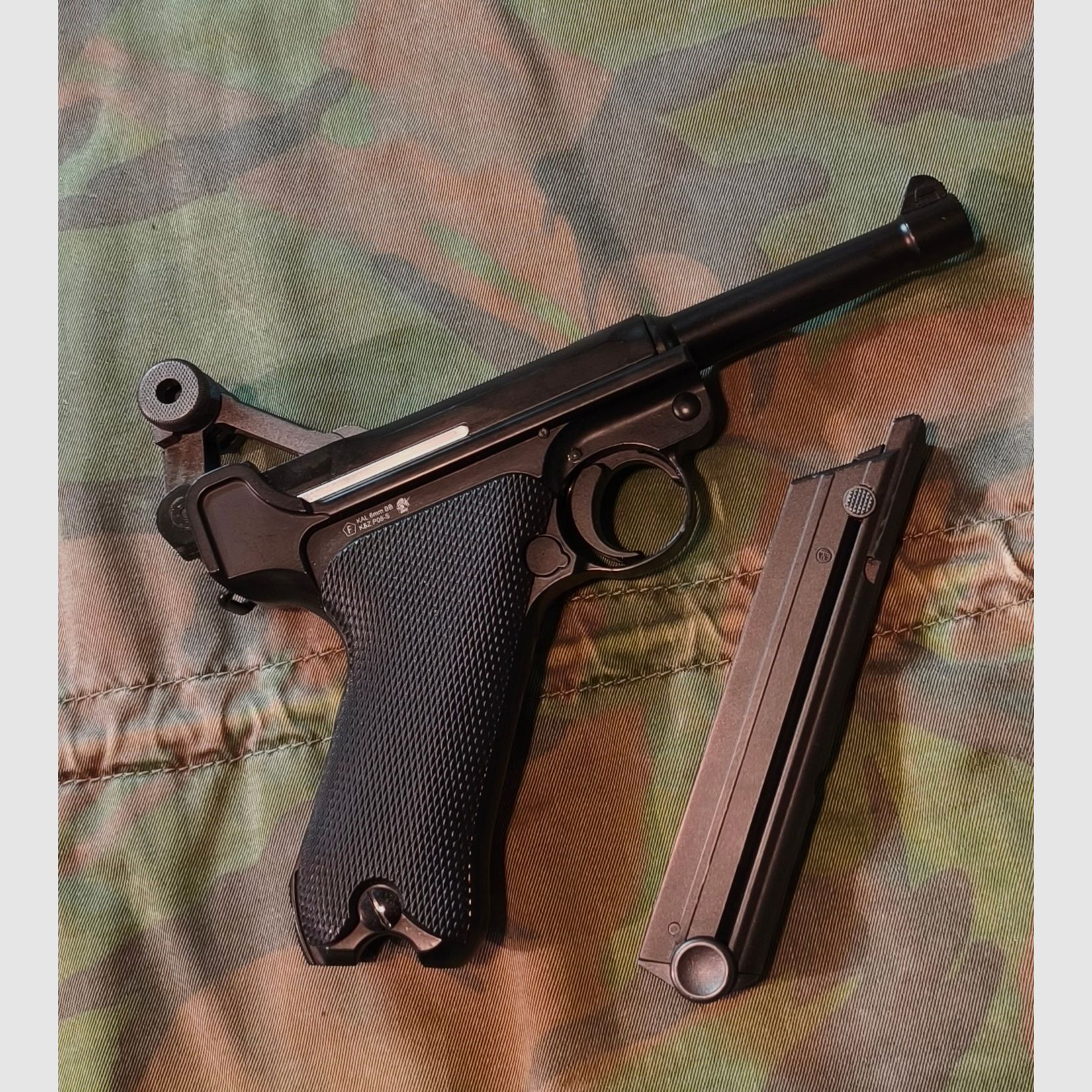 P08 Airsoft Vollmetall GBB 6mm BB noir - Version 4 pouces