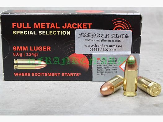Geco 9mm Luger VMR Sélection Spéciale 124gr. 8,0g 50 pièces Prix dégressifs