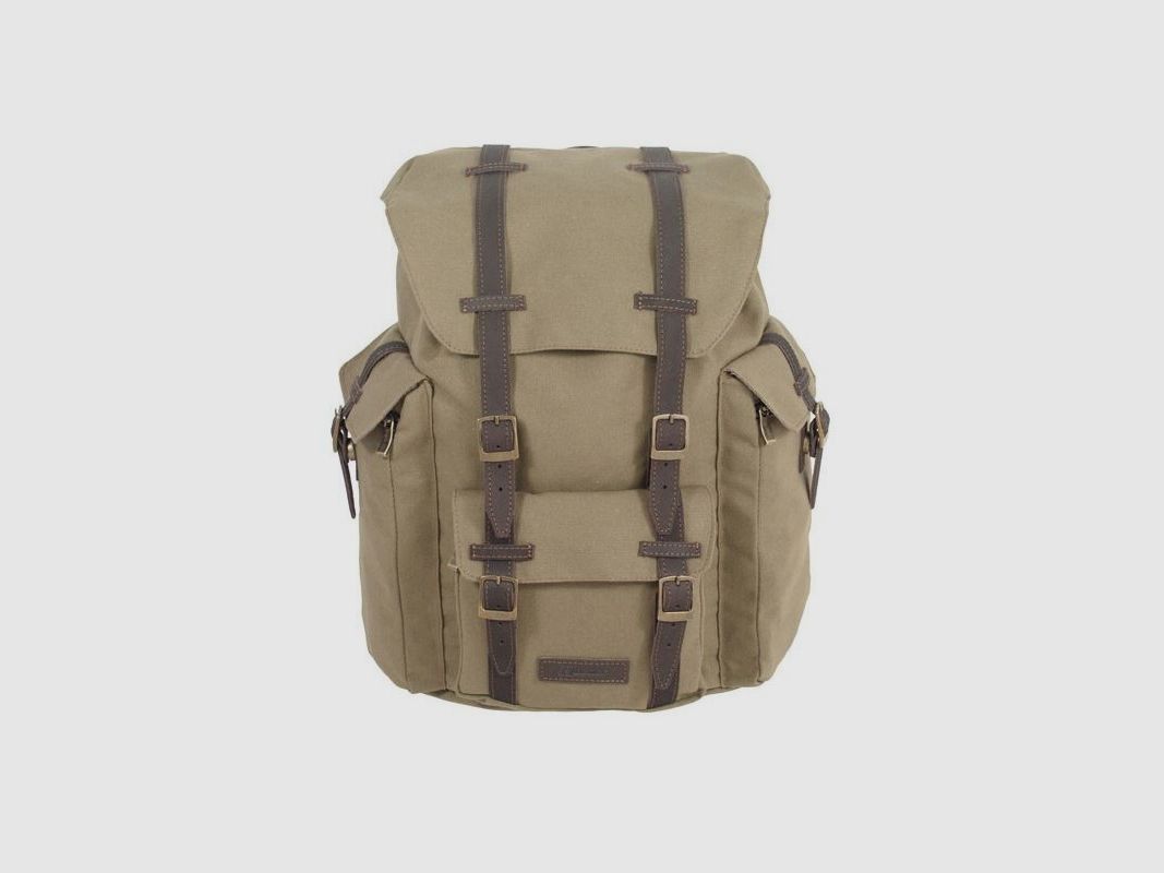Würfel-Rucksack mit 3 Fächern, khakifarbene Baumwolle