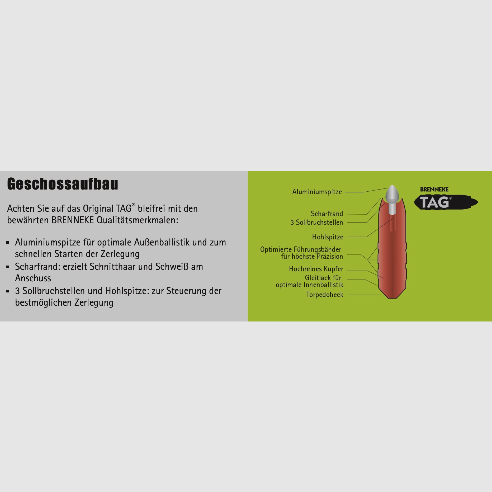 Brenneke 7x65 R TAG 10,4g 160grs. Bleifrei Langwaffenmunition