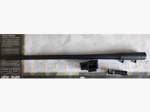 Blaser R93  Wechsellauf Kaliber 30-06 mit Mündungsgewinde M15x1, Verschlusskopf und Magazin.