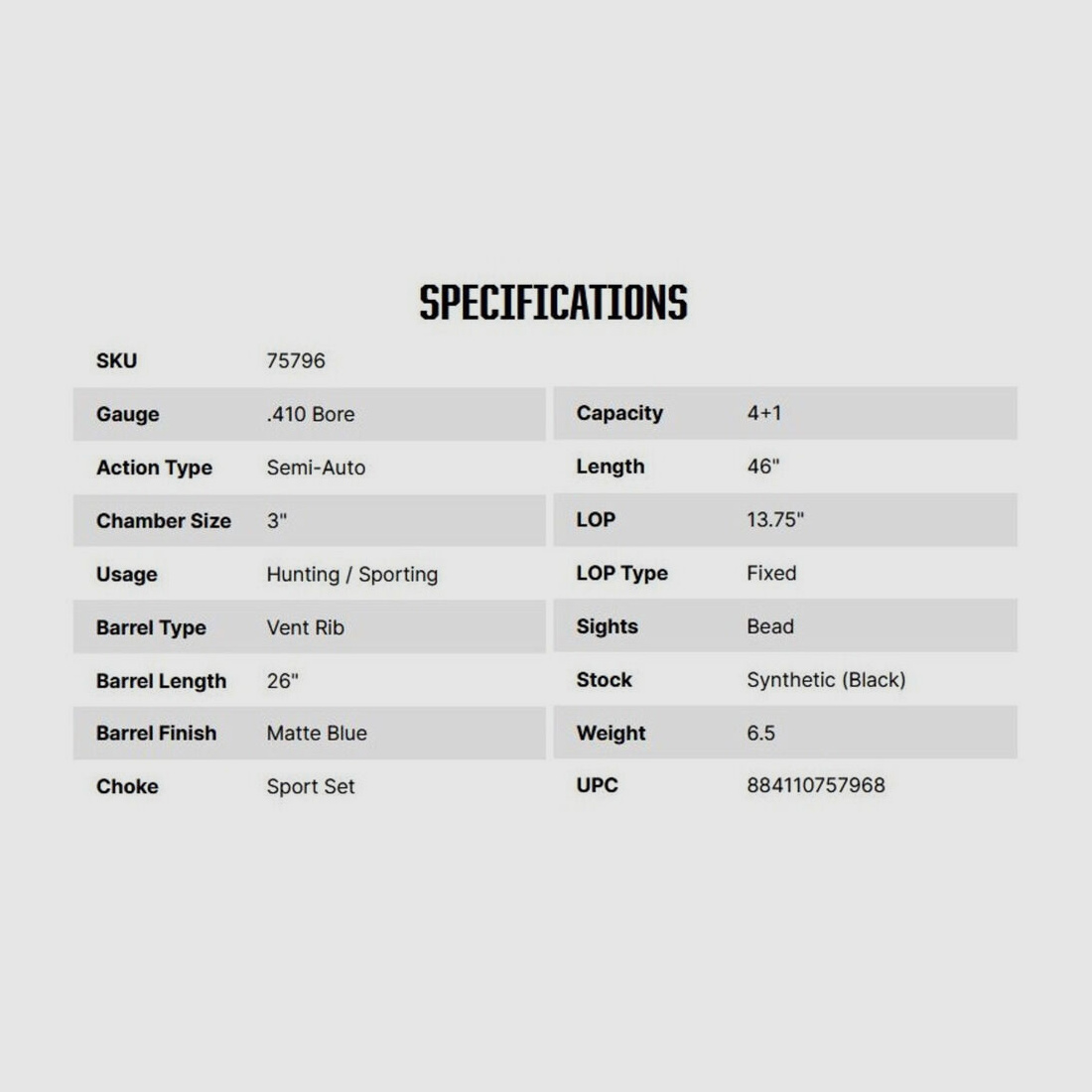 Mossberg International SA-410 Field 26" (26 pouces) .410/76