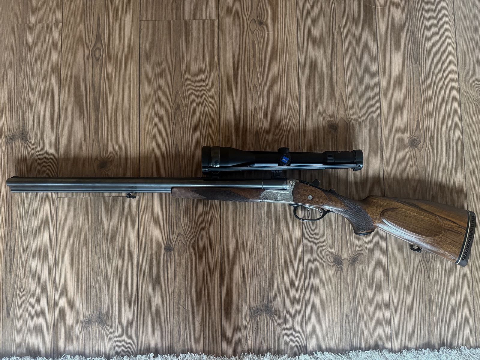 Krieghoff Trumpf Drilling, calibre 7 × 65 R y 16/70, con cañón insertable Krieghoff de calibre .22 Win, imagen 1 de 3