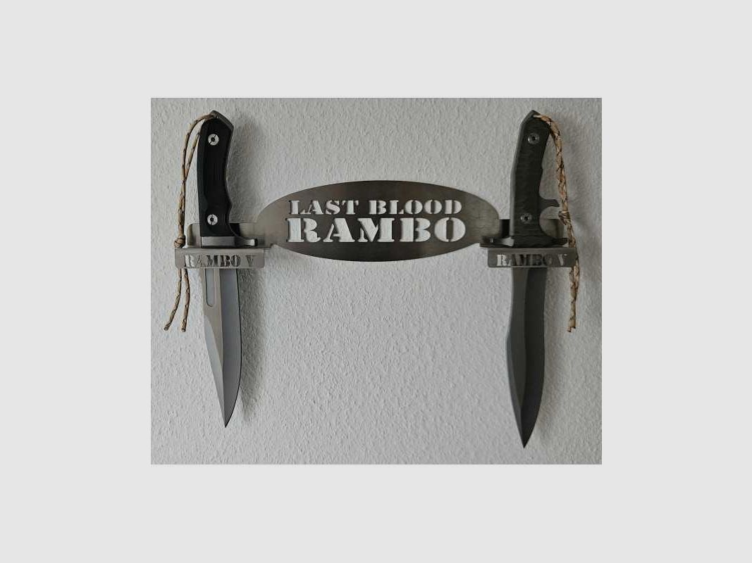 Rambo 5 Messer Designer Wandhalter Edelstahl 3D Effekt