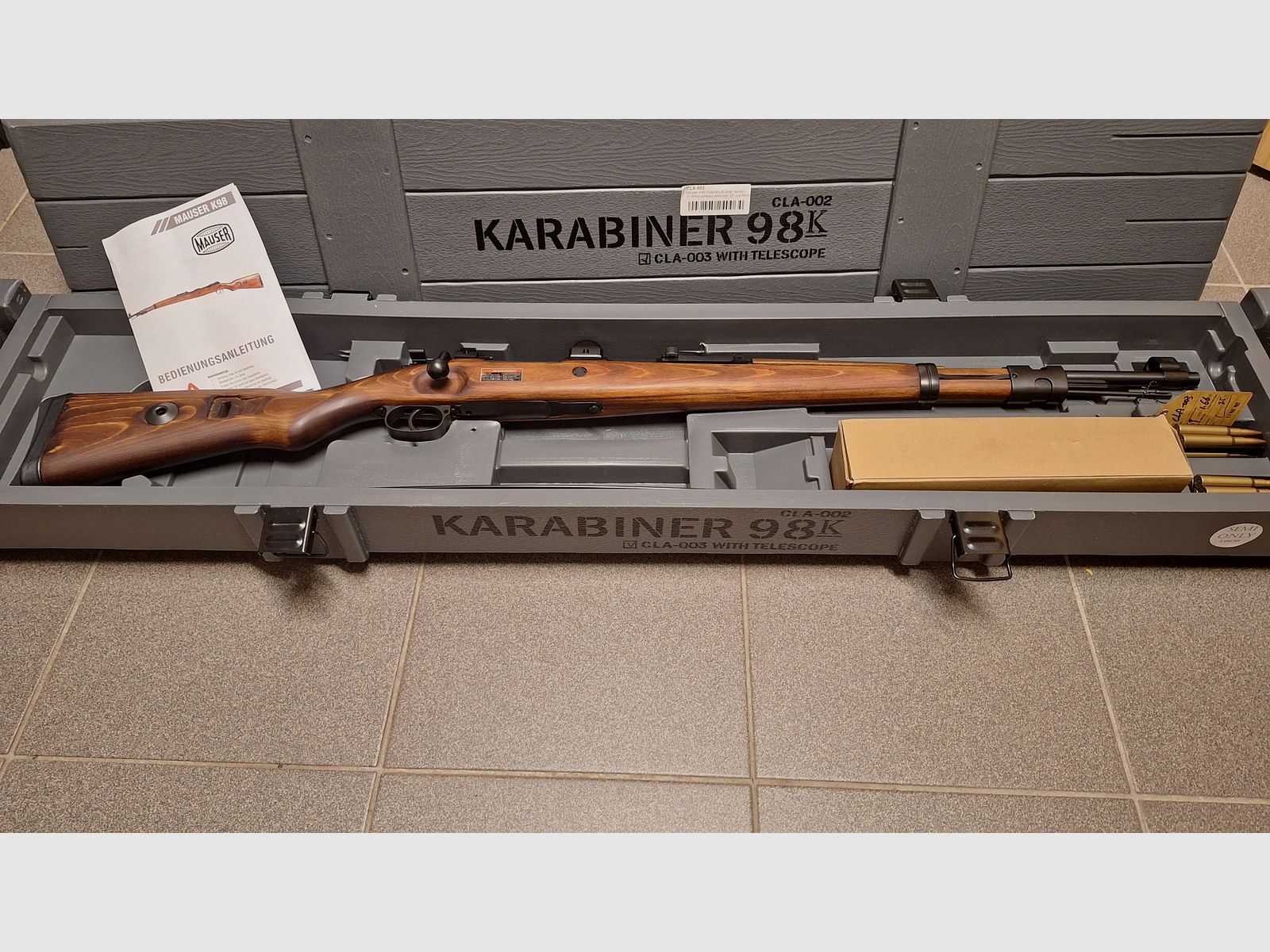 Ares Mauser Karabiner 98K acero rifle de cerrojo con ZF39 6mm BB madera real + caja de armas - ¡NUEVO!