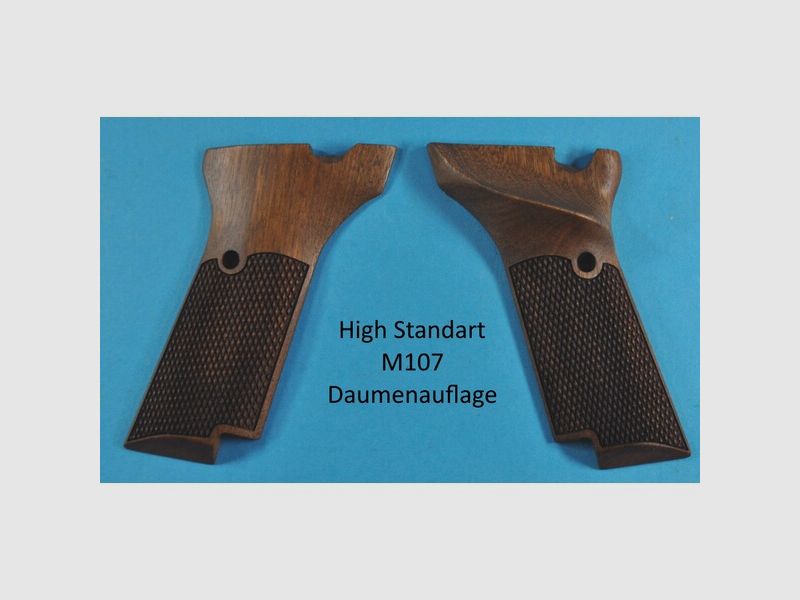 Nussbaum-Griffschalen für Pistole S&W High Standart M-107 mit Daumenauflage