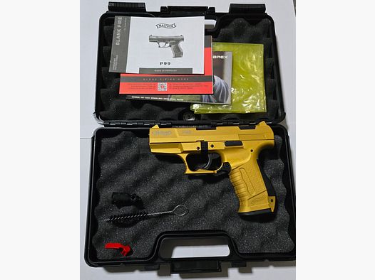 Walther P99 Gold Cerakote 9mm PAK blank firing gun