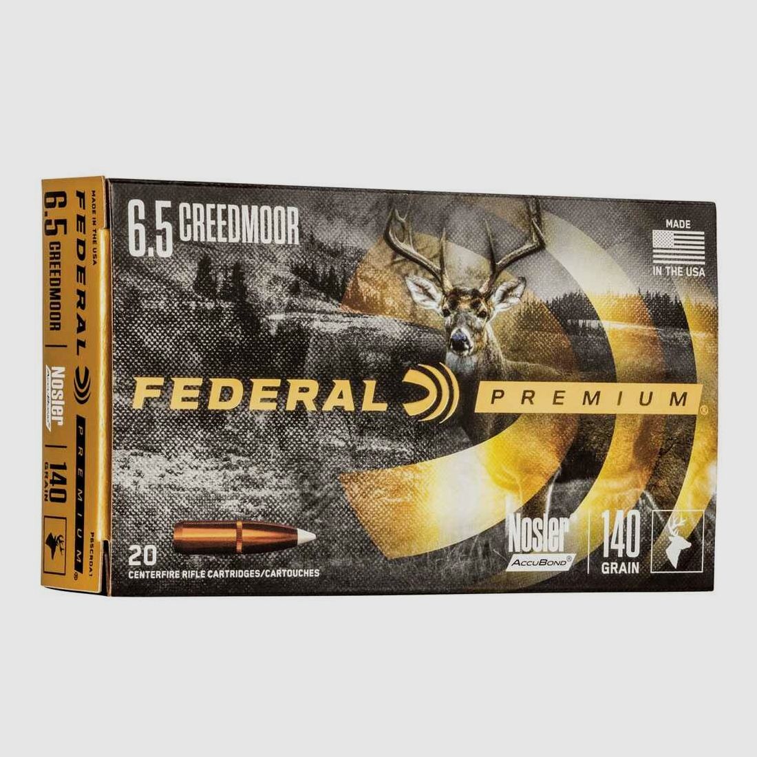 6,5 Creedmoor Premium Nosler Accubond 9,1g/140grs. Federal Ammunition