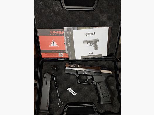 Premium Walther P99 SV NKL blank firing pistol 9 mm P.A.K. (PTB 762) P 99 Nickel-Finish [CNC-milled steel slide NKL] NEW!