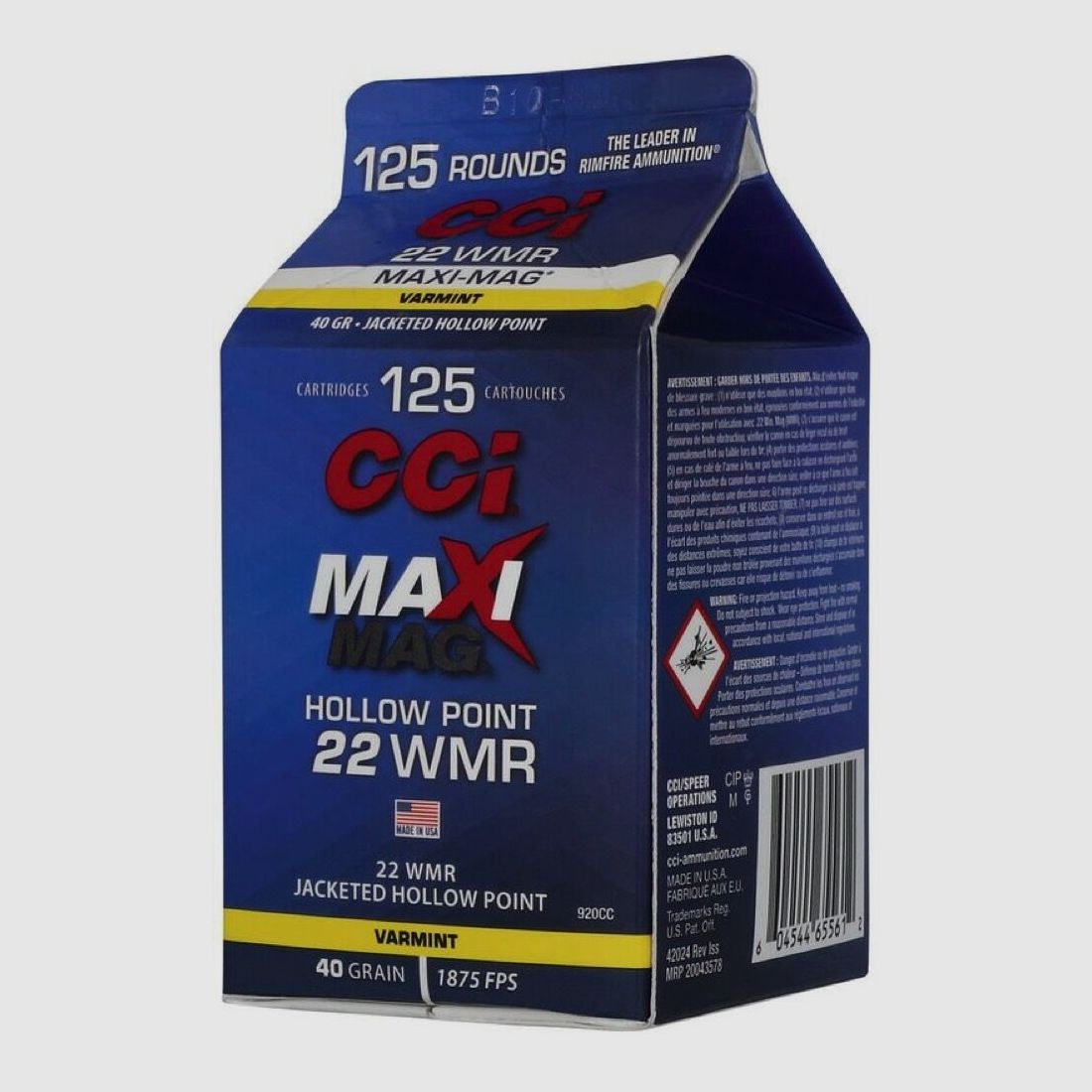 CCI Maxi-Mag JHP 40grs 125St .22wmr
