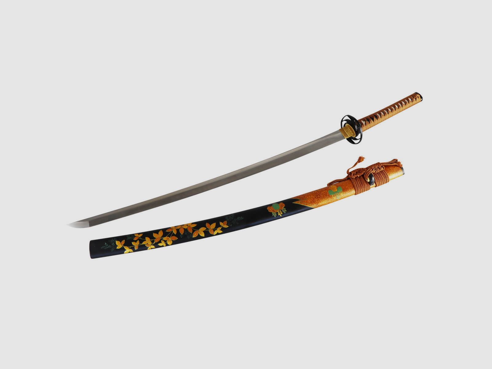 Katana 1095 steel with Paulownia painting on Saya