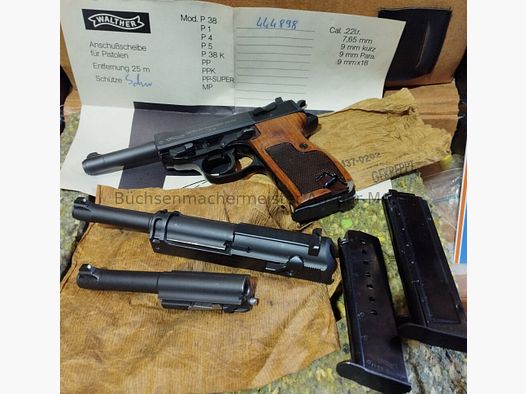 Walther P38 Set mit WS auf 22lr + Austauschlauf. 7,65mm Para P38 Set
