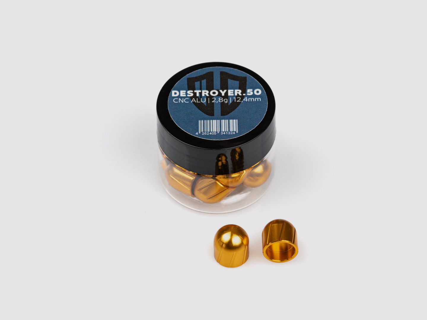 12x DESTROYER.50 | CNC ALU | 2,8g | 12,4mm | drie kleuren | voor HDR50