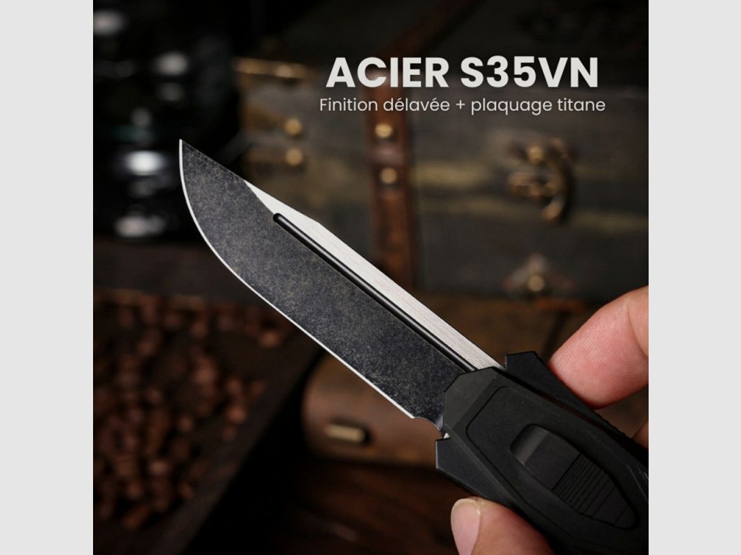 Messer Remette mit Gravität OTF Swordfish anodisiert schwarz, Bild 3 von 4