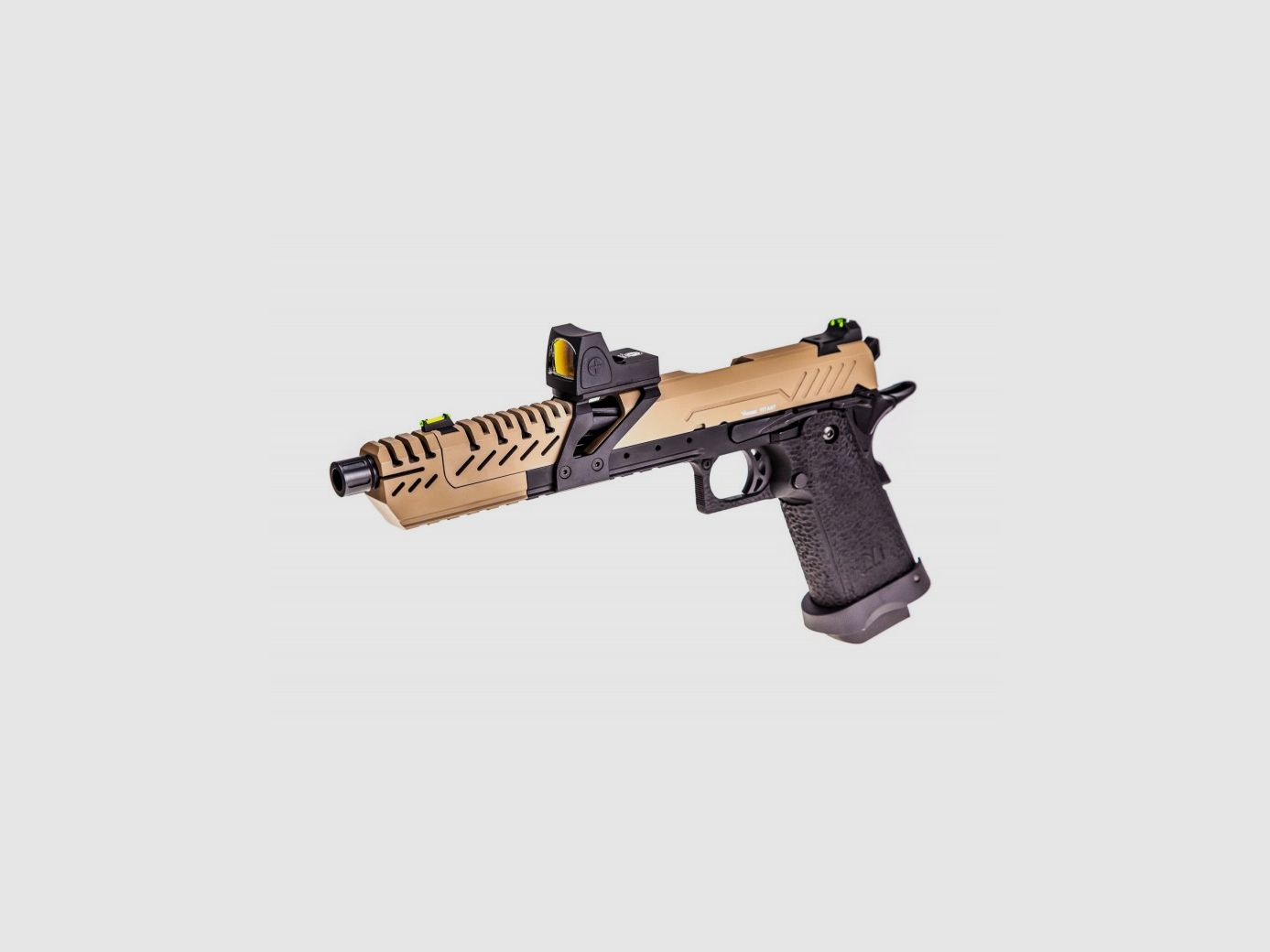 GBB Gas-Replikat Hi-Capa TITAN 7 Schwarz / Tan 1,0J + Rotpunktvisier BDS