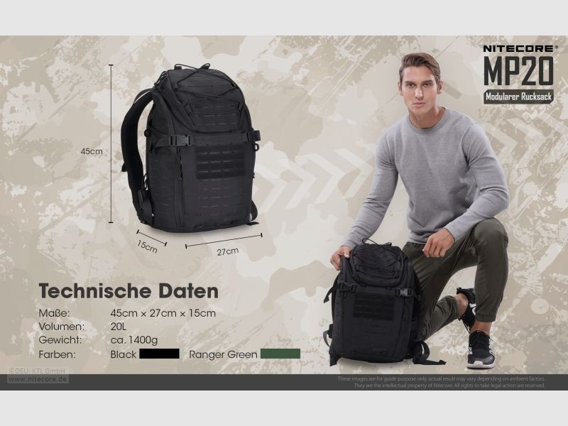 Nitecore Rucksack MP20, schwarz, Bild 12 von 12