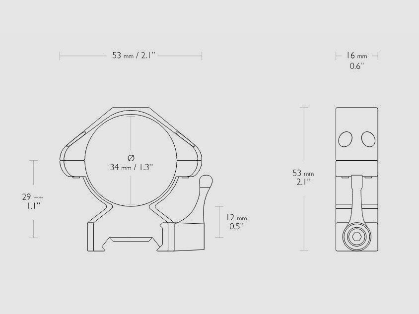 HAWKE 23030 2 Stück Ringmontagen 34 mm Precision Steel Weaver Niedrig Lever