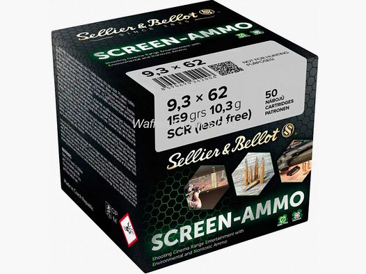 S+B 9,3x62 Proiettili Screen-Ammo SCR Zinco 10,3g/159gr. 50 pezzi