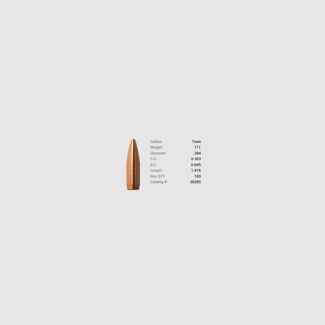 Balle Barnes 7mm/.284 171GR Match Burners BT 100 pièces, image 1 sur 2