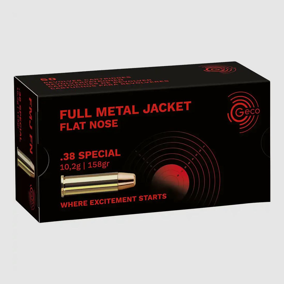 1000 Stück GECO .38 Special Vollmantel Flachkopf 10,2g/158grs..