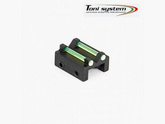 Mirino da fissare su una guida ventilata da 7 a 8 mm con 2 fibre verdi fluorescenti