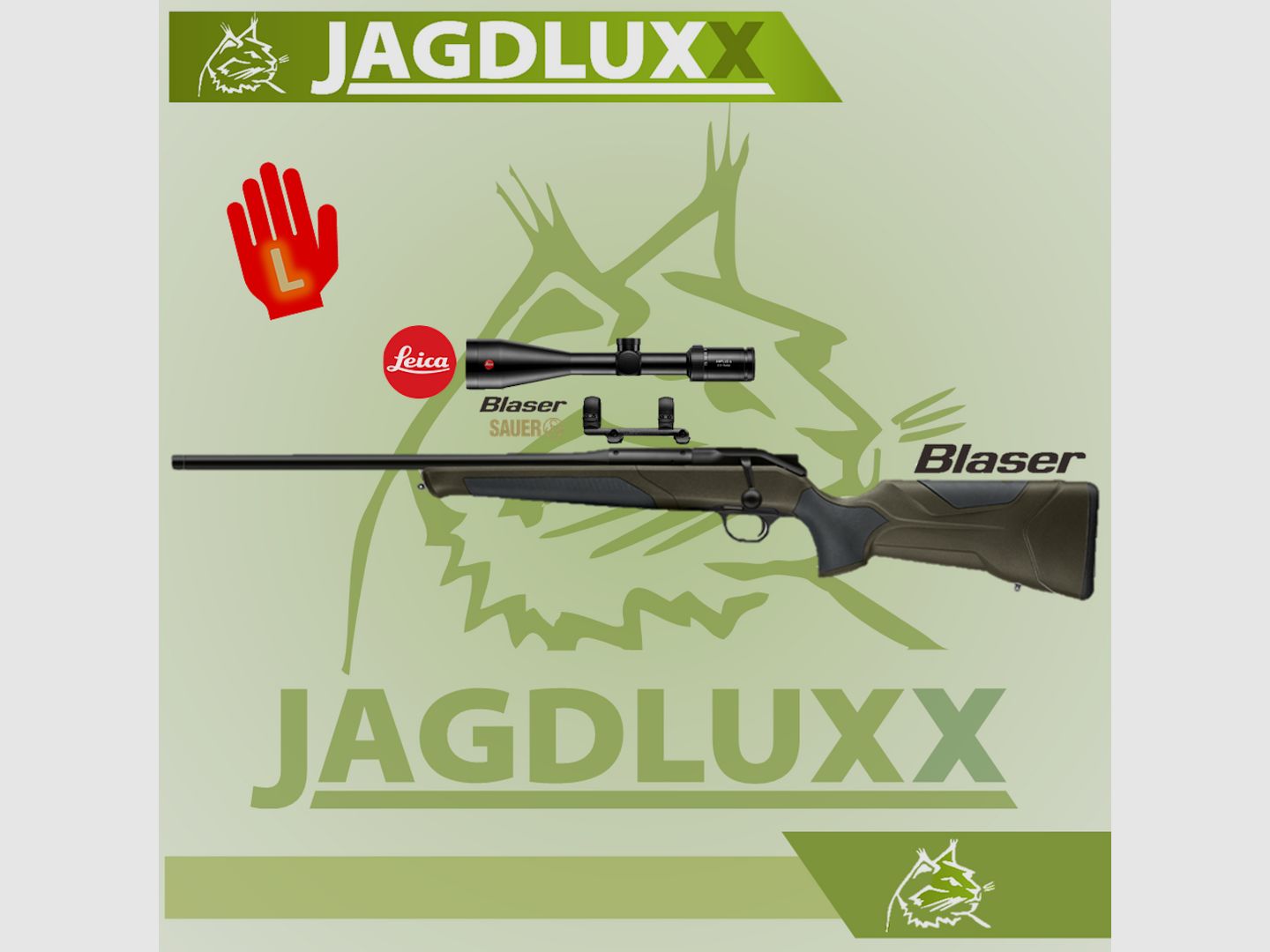 Blaser R8 Professional 2.0 in verde scuro arma mancina in set con Leica Amplus 6 2.5-15x56i