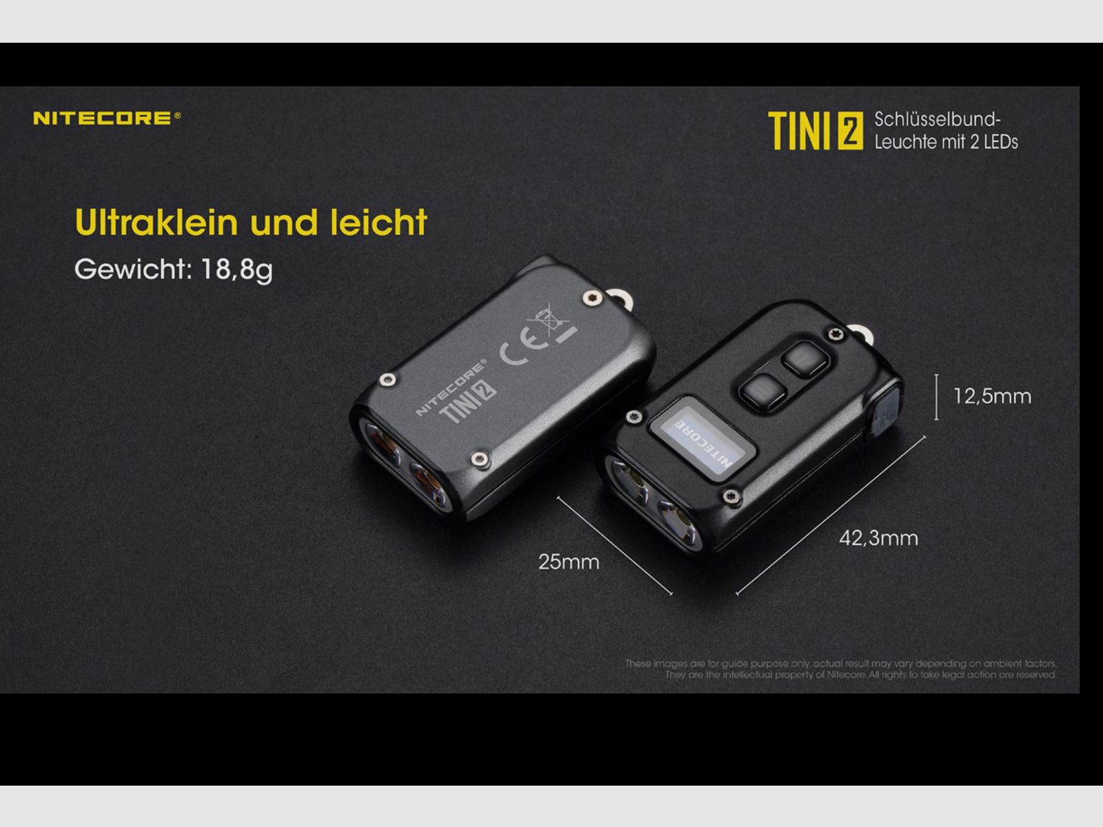 Nitecore TINI2 schwarz LED Taschenlampe 500 Lumen