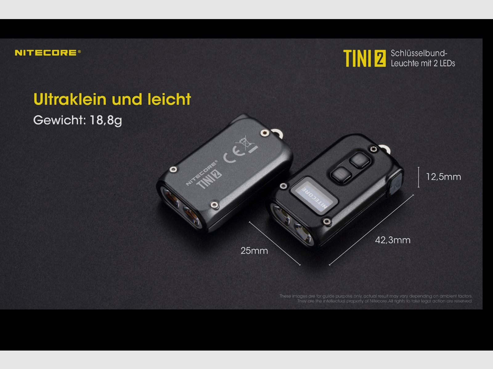 Nitecore TINI2 black LED flashlight 500 lumens