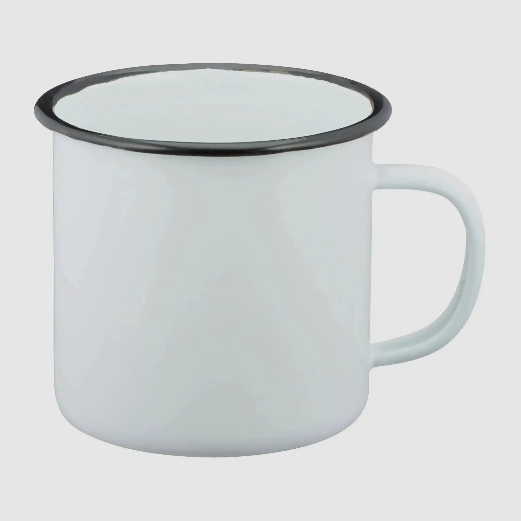 MFH MFH Tasse en Émail 300 ml blanche noire