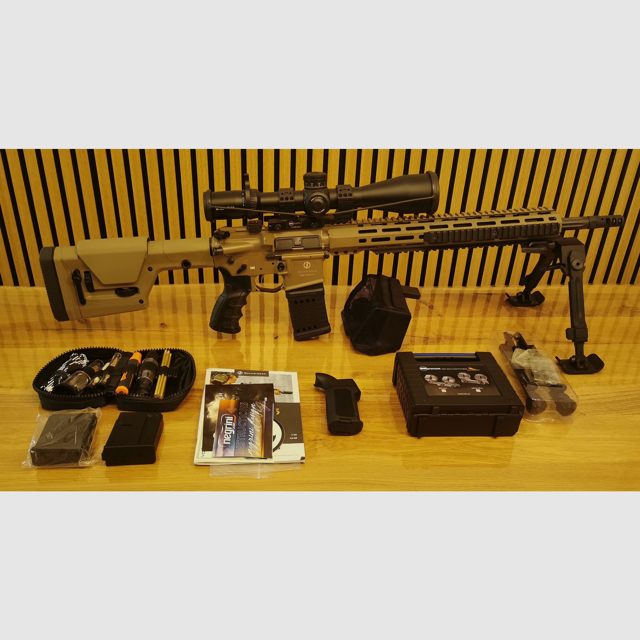 Schmeisser AR15 DMR FDE .223Rem + PAQUETE COMPLETO