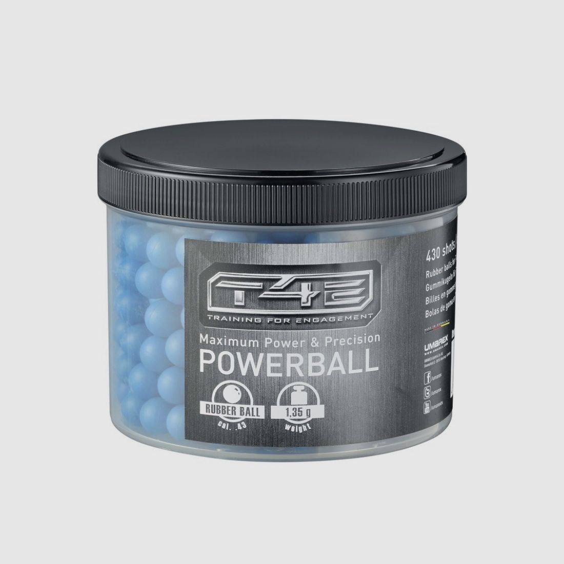 Umarex T4E Powerballs Cal. 43 Gummigeschosse (430 Schuss) - blau
