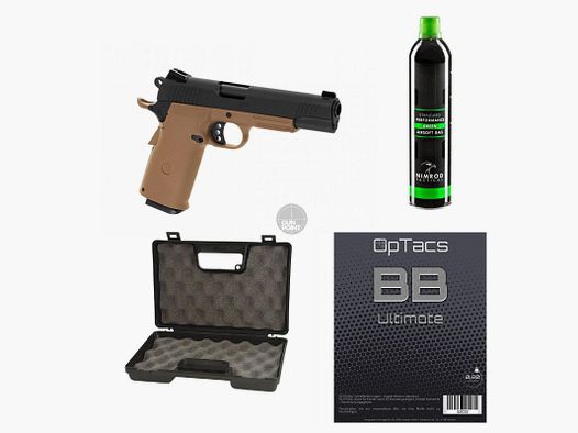 SET !!! Airsoft - Pistola - KJW - KP-11 Full Metal GBB TAN - a partir de 18 años, más de 0,5 Joule
