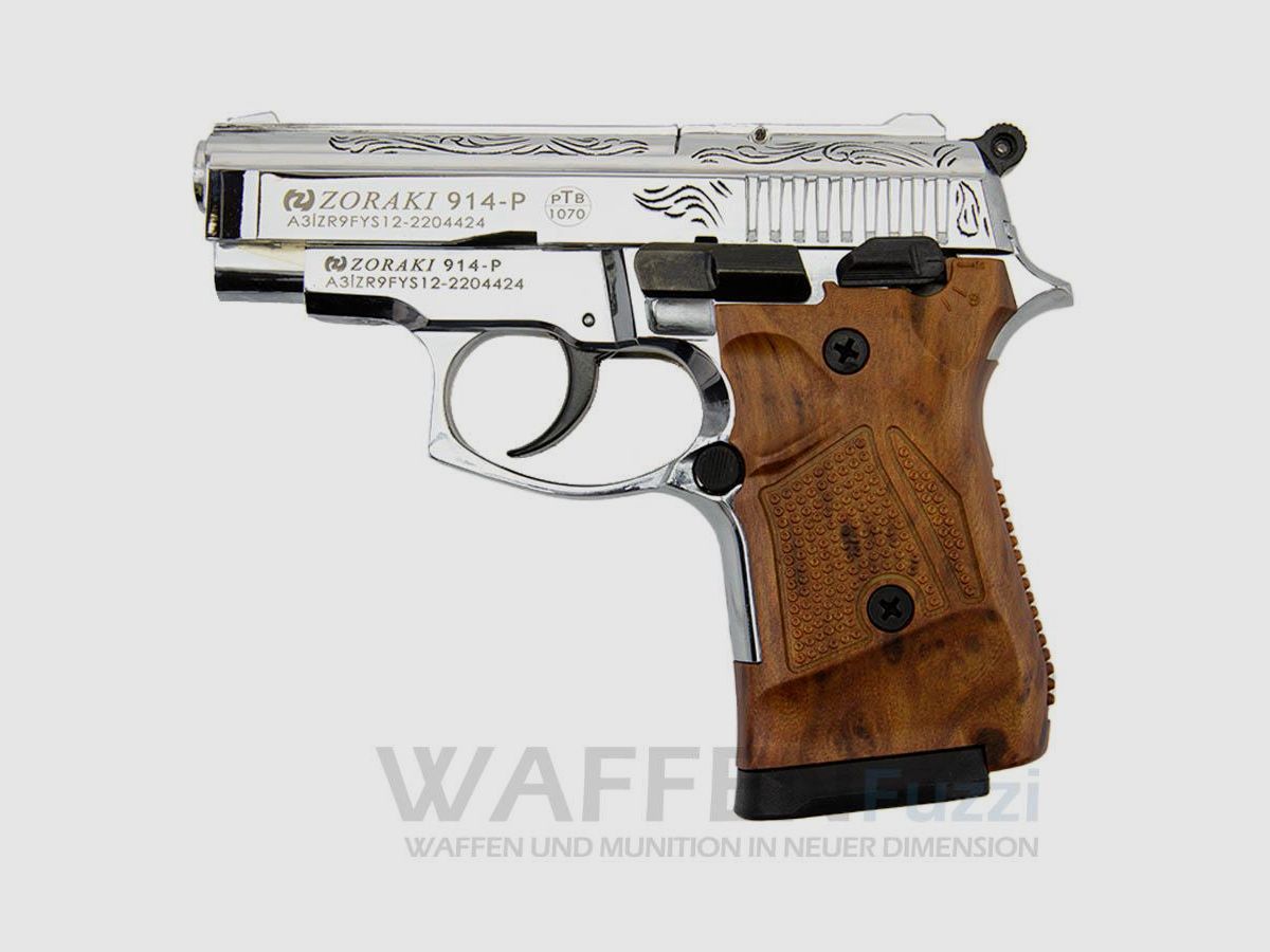 Zoraki 914-P blank firing gun 9mm chrome/engraved