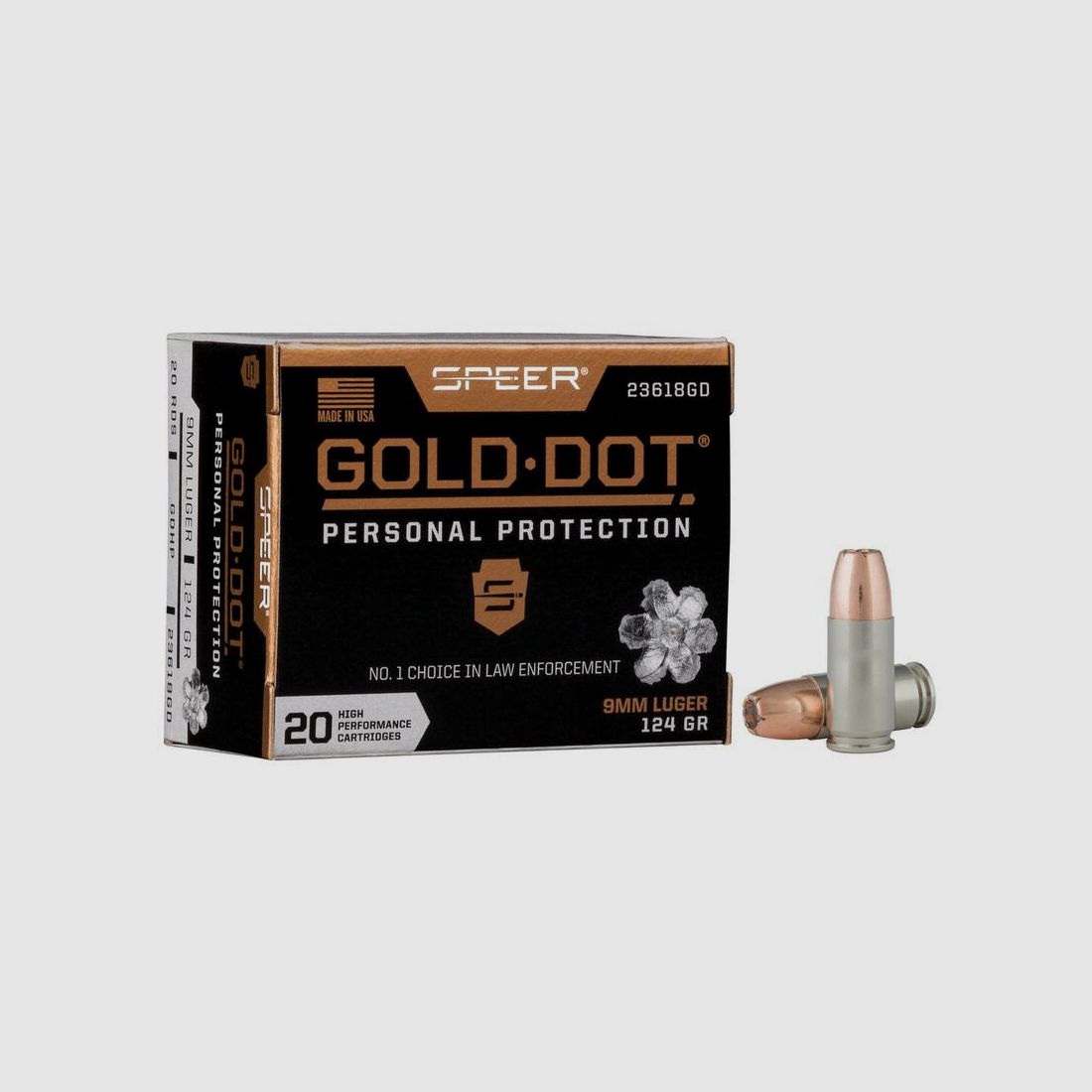 Munition SPEER Gold Dot – 9mm. – 124 grains – GDHP