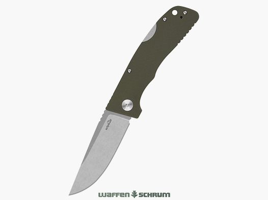 Schnitzel Outdoor Pocket Knife KVAR green stainless 14C28N steel with stonewash finish