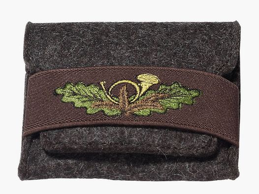 Filz-Patronenetui Jagdhorn-Motiv