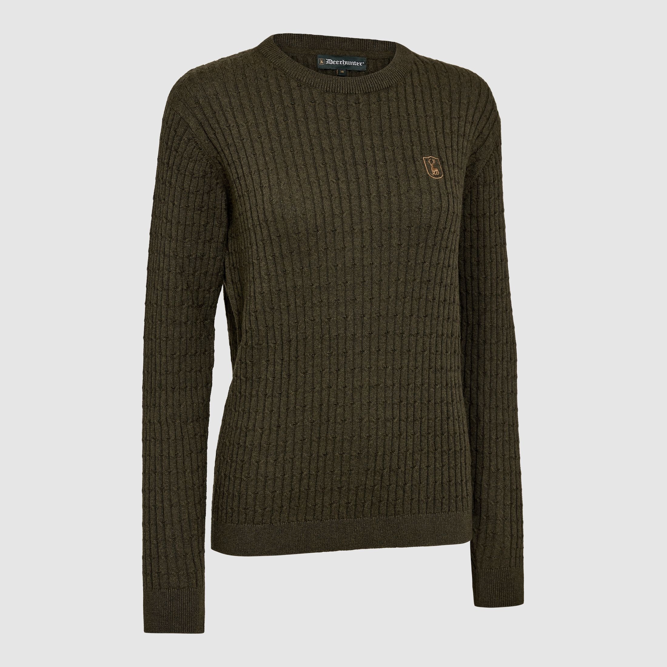 Lady Harrington Zopfmuster Strickpullover - Forest Ember Melange – Kleidergröße Damen: 48