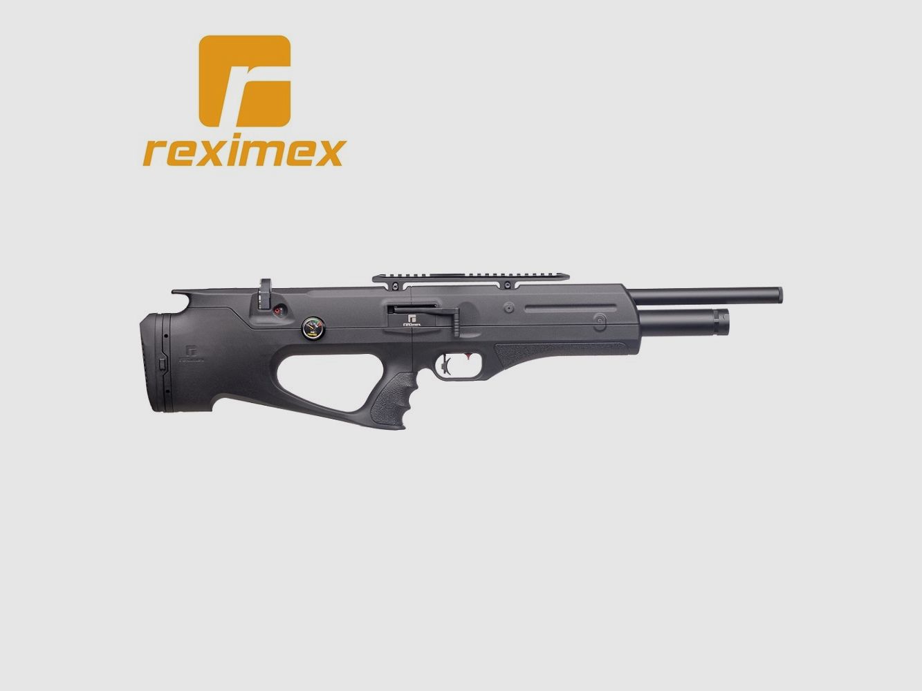 Carabine PCP Reximex Apex calibre 5,50 mm. Synthétique Noir. 24 joules.
