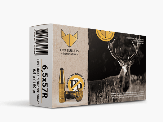 Fox Bullets Classic Hunter 6,5x57 R 6,5 g / 100 gr bleifreie Munition – 20 Patronen