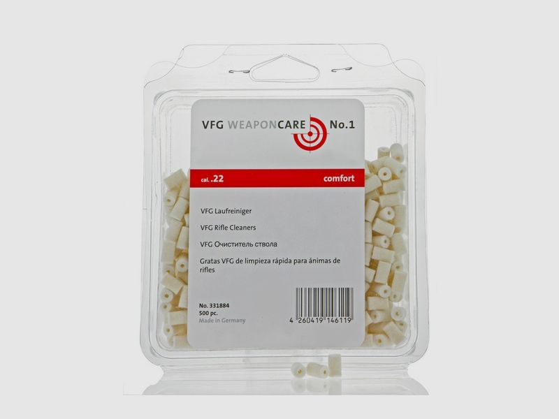 VFG Nettoyeur de canon Comfort / 500 pièces Accessoires de nettoyage .22 pour armes