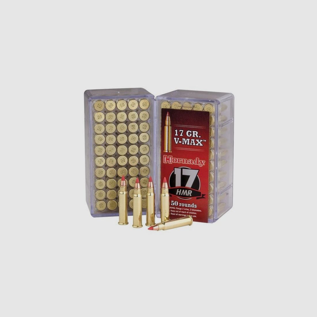 BOX OF 50 HORNADY 17 HMR 17 GRS V-MAX CARTRIDGES