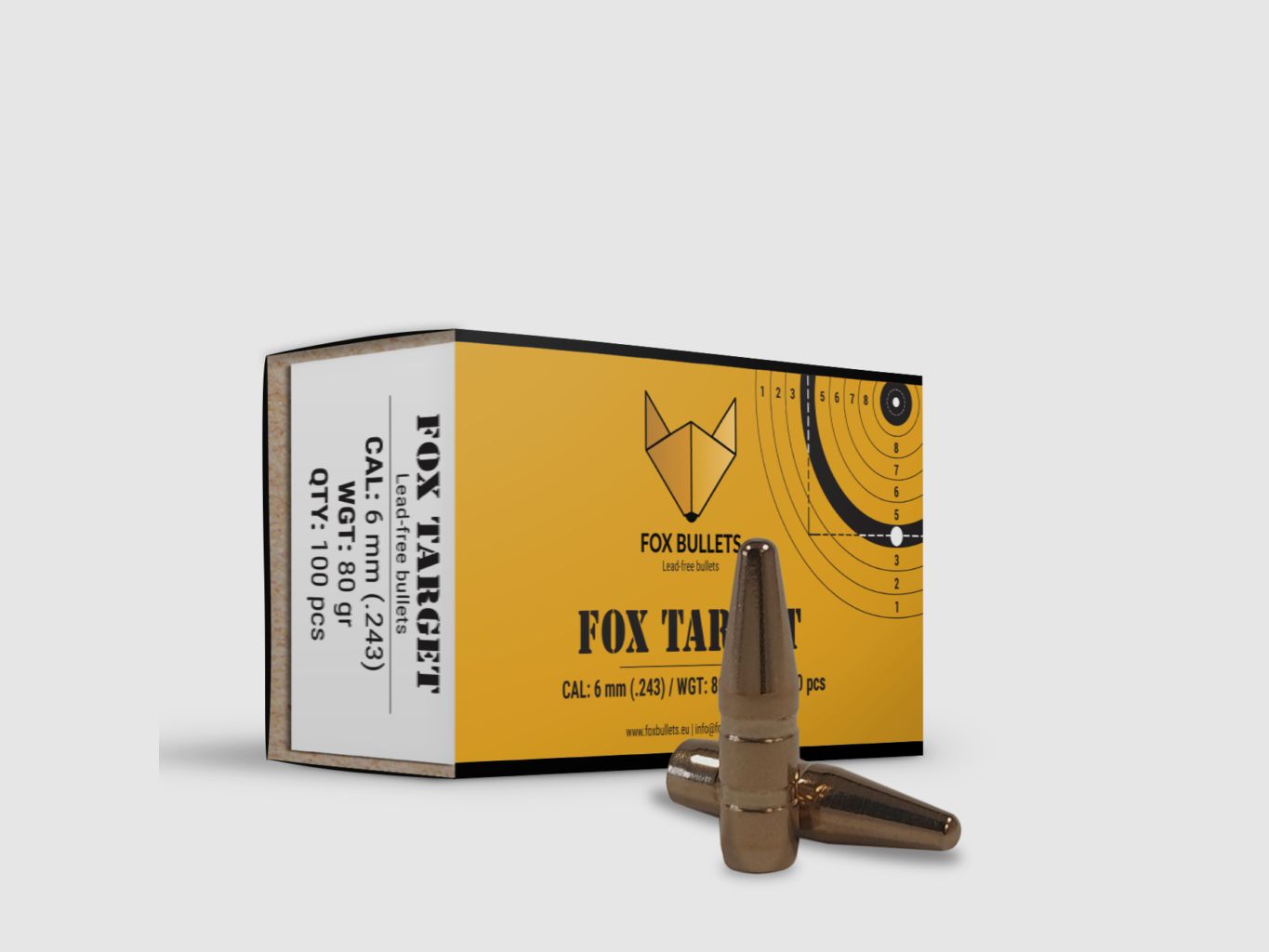 Fox Bullets Target .243 5,2 g / 80 gr balles sans plomb – 100 pièces