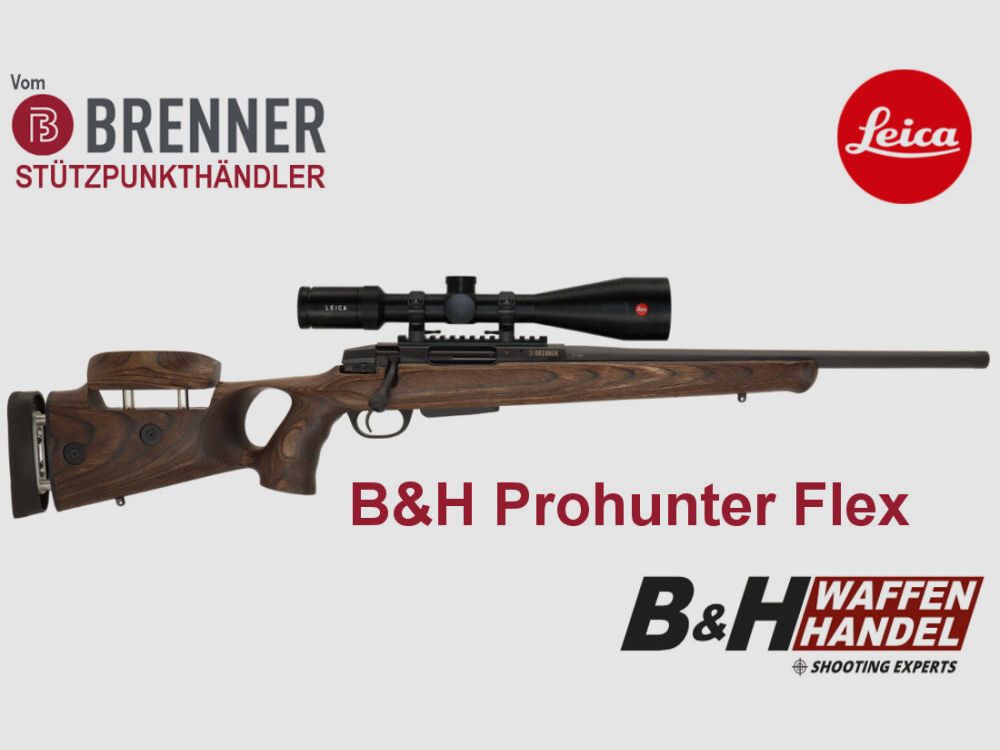 Pakiet kompletny Brenner: BR20 B&H Prohunter Flex z kolbą otwartą z zamontowanym Leica 2.5-15x56
