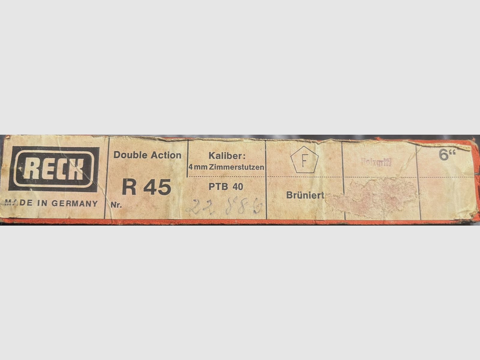 Reck revolver model R45 – 4 mm long – PTB 40 (square) with F in the house