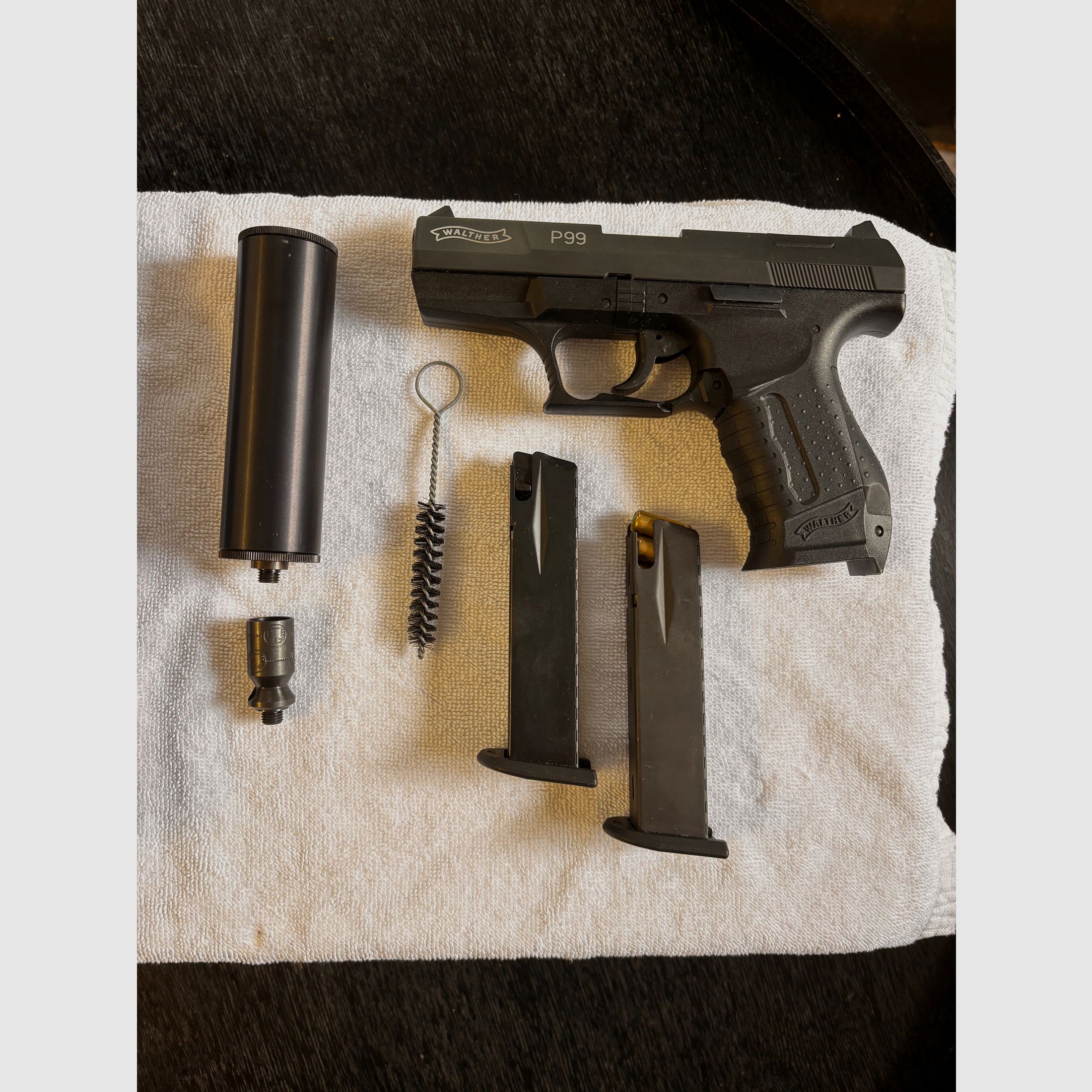 Walther P99 Schreckschuss 9mm P.A.K. (Umarex) - incl. wapenkoffer, vervangend magazijn, geluiddemper en munitie
