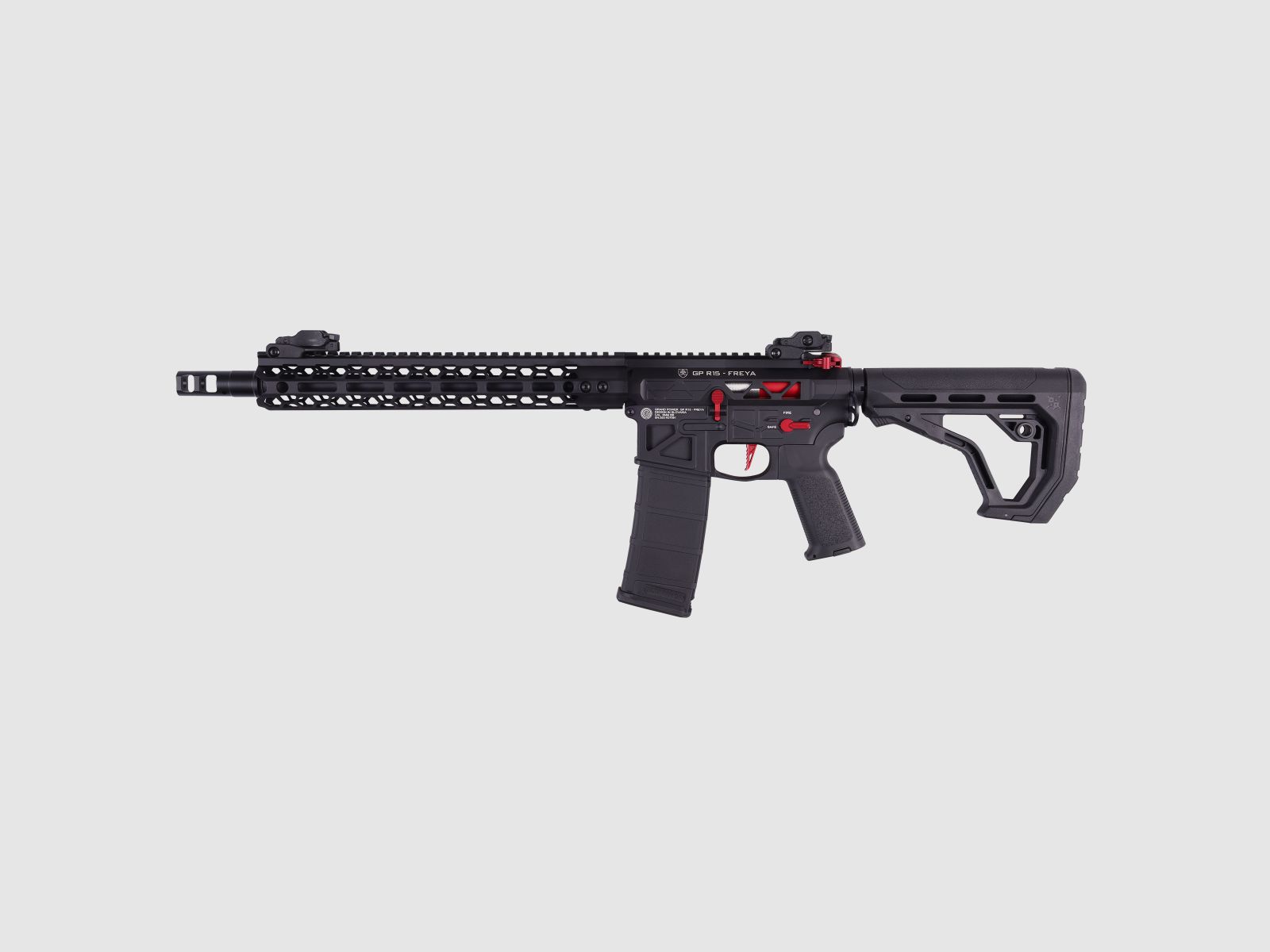 GP R15 FREYA HEXAGON Skeleton 12,5" gen.2 M-LOK Czarny/Czerwony S-AEG Wolny od 18 lat -F- | Delta Armory