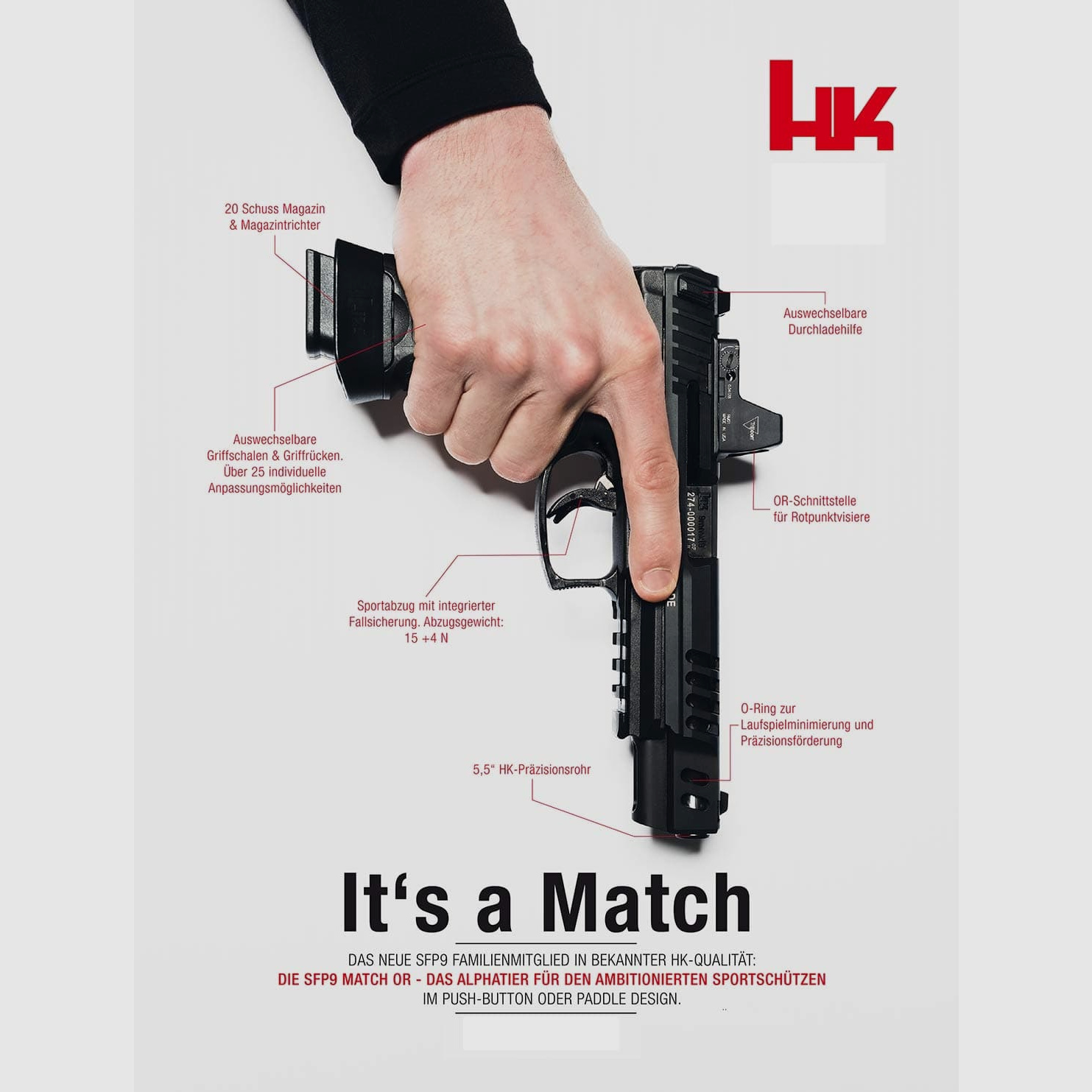 HECKLER & KOCH Pistole Mod. SFP9 Match OR 9mmLuger -Paddle-