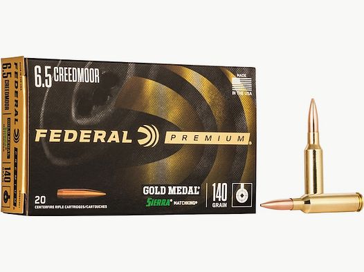 Federal Premium Gold Medal Sierra MatchKing 6,5mm Creedmoor 140GR BTHP 20 cartuchos