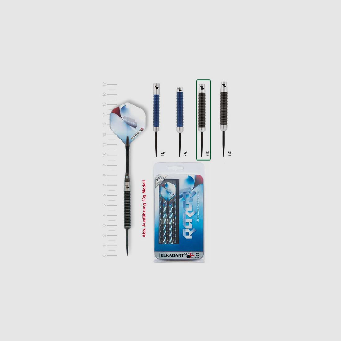 Dartpfeil Elkadart Steel Darts Razor 23 g 3 StĂĽck